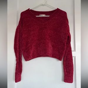 Red comfy soft cropped crewneck.